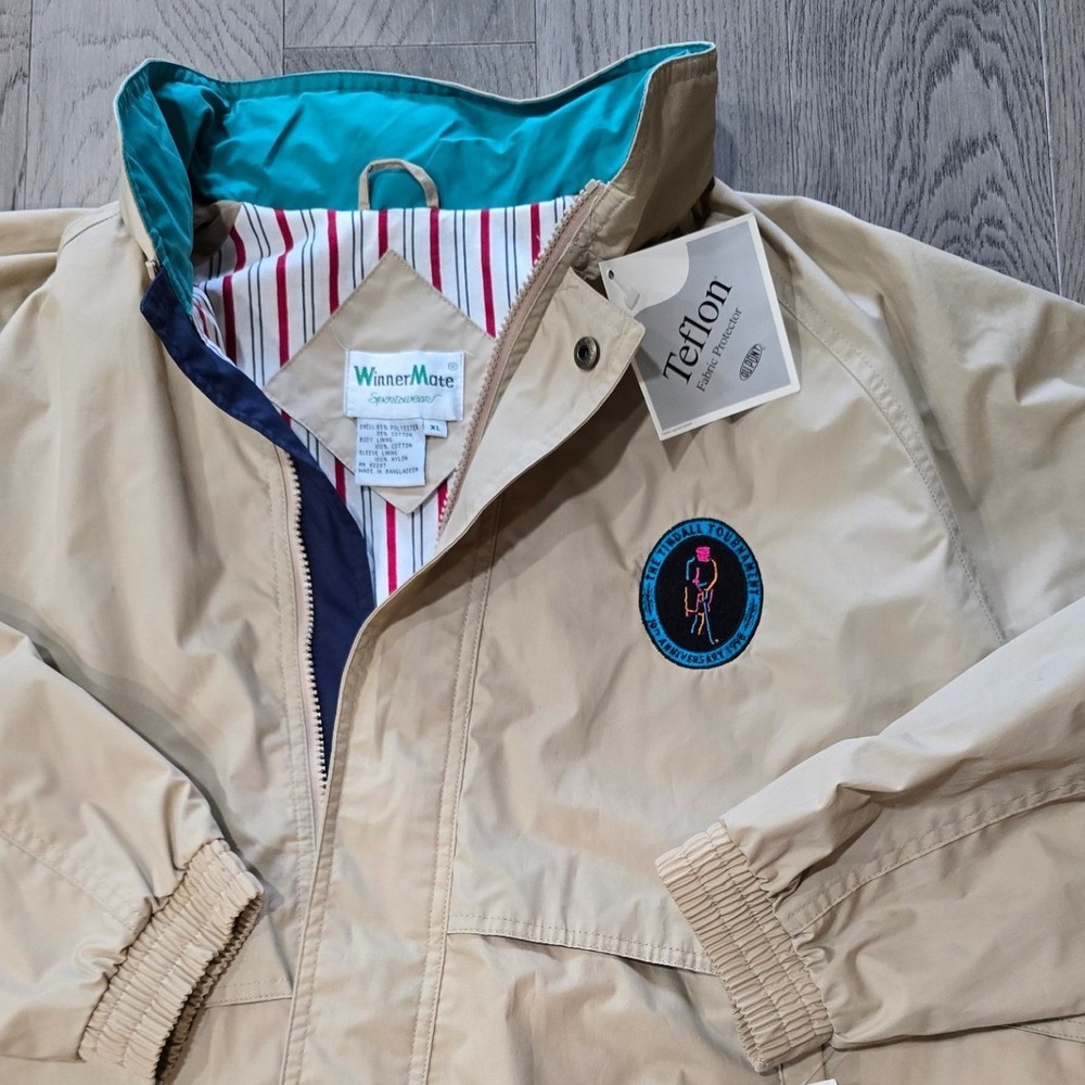 Vtg Winner Mate Men's Jacket Hidden Hood Full Zip Size XL Tindall Tournament '98
